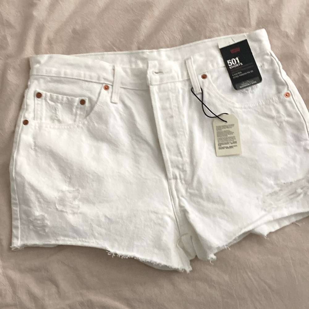 Levi 501 White Shorts, High Rise, Size 32